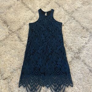 Express Navy Lace Midi Dress